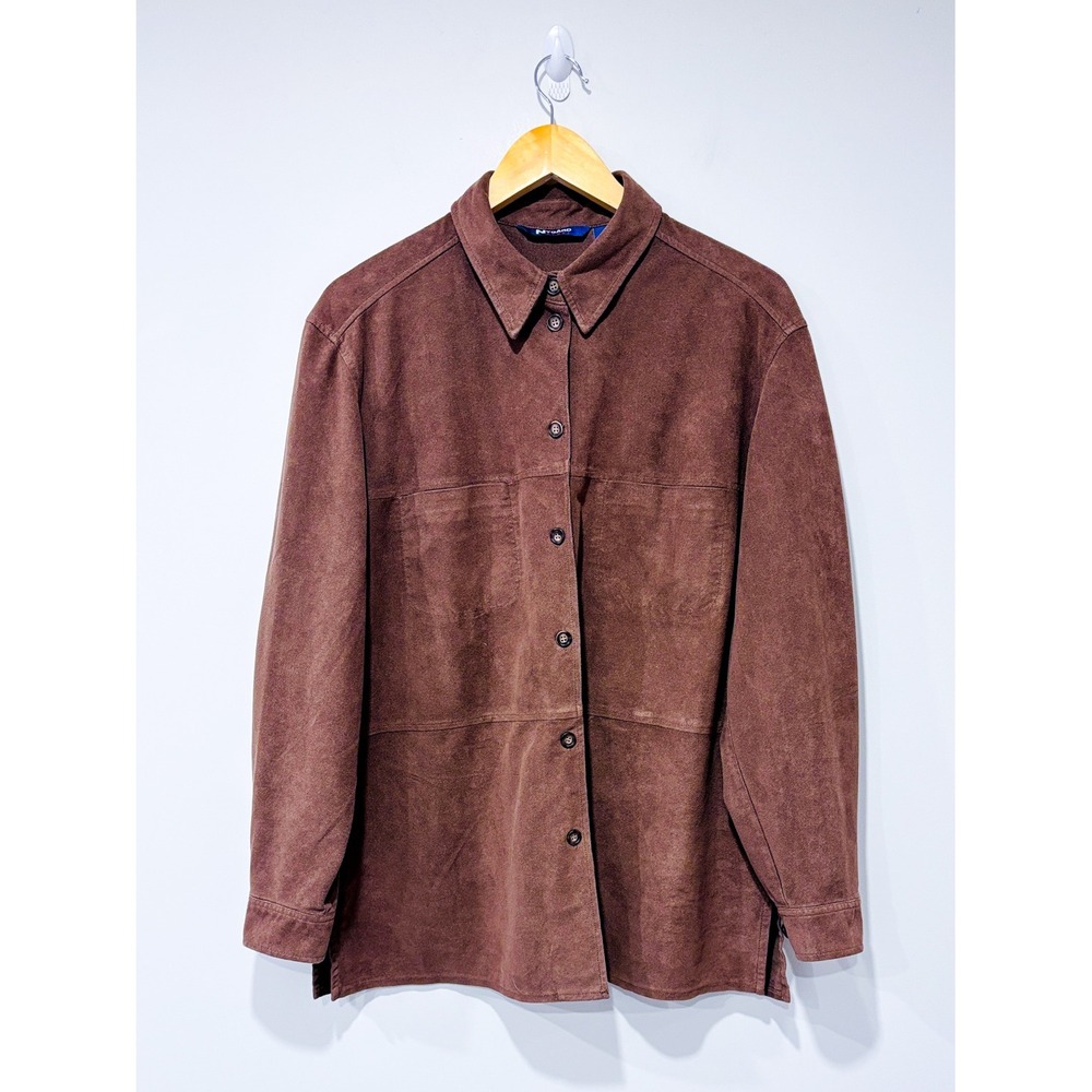 NYGARD Brown faux suede shirt | Vintage casual relaxed | Large